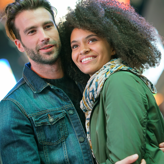 a man and a woman hugging