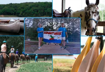 ymca camp lakewood open house image with campers, boats, and horses