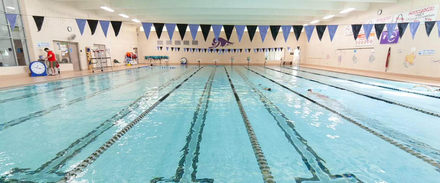 Indoor pool with up to 8 lap lanes.