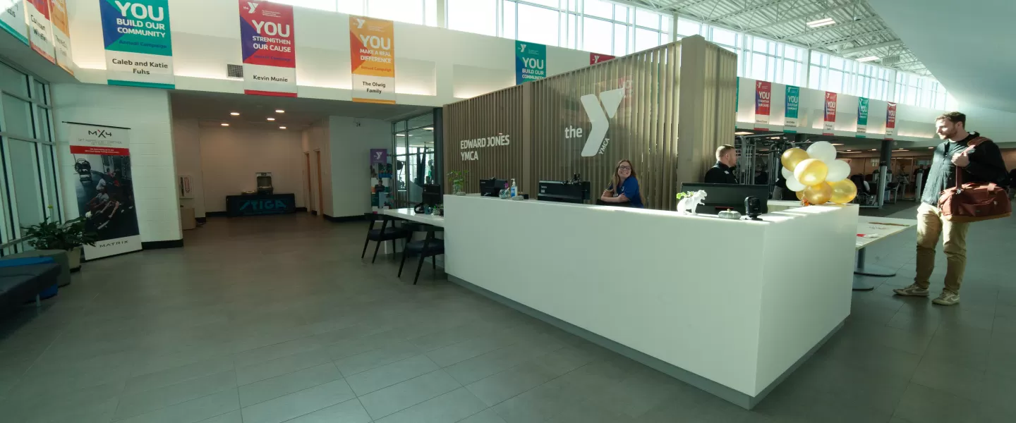 Edward Jones YMCA Front Desk and Entrance