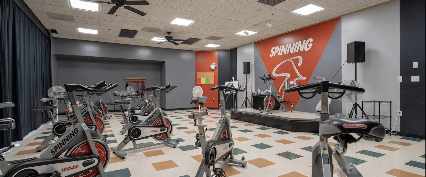 Ste Genevieve County YMCA Community Center Spinning and Cycling group exercise studio with stationary spinning bikes