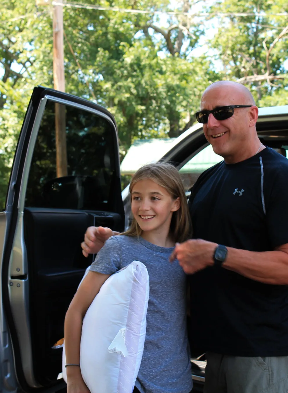 dad dropping off daughter at ymca camp lakewood
