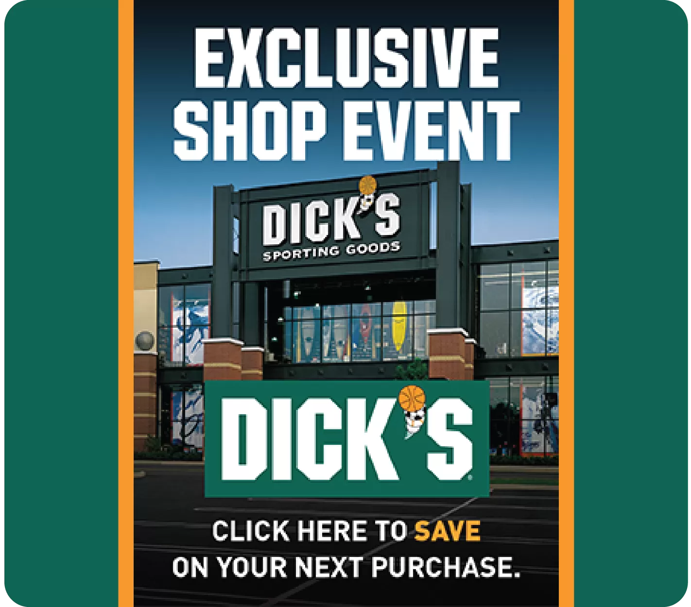 Gateway Region YMCA &amp; Dick's Sporting Goods exclusive shop event - save 20% off your entire purchase in-store.