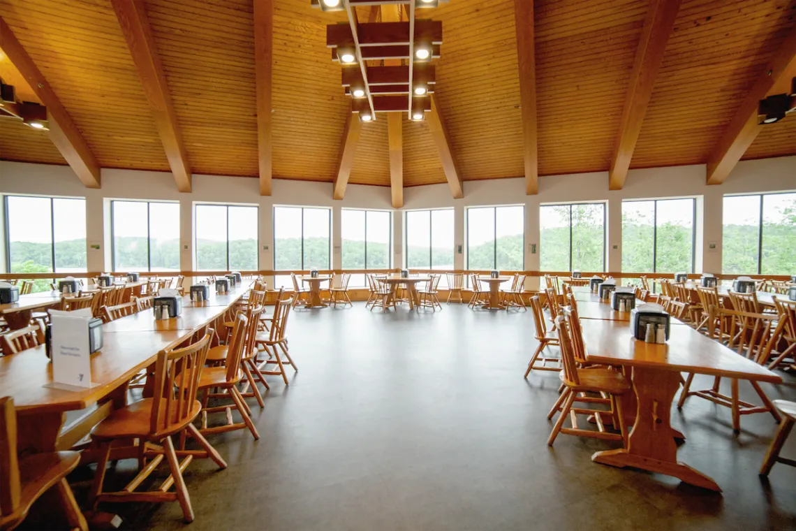 ymca trout lodge dining hall window view
