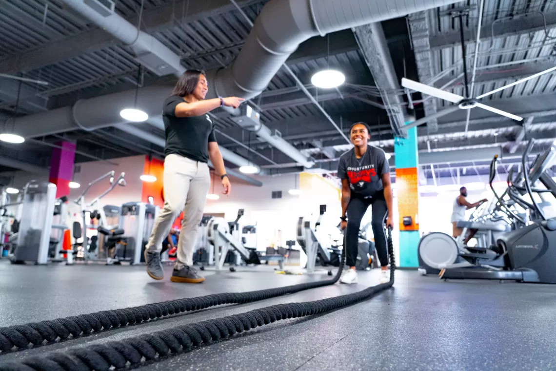 Female Working Out in the Fitness Center at the Downtown St. Louis YMCA at the MX